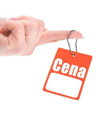 Lehçe fiyat etiketi tutmak el