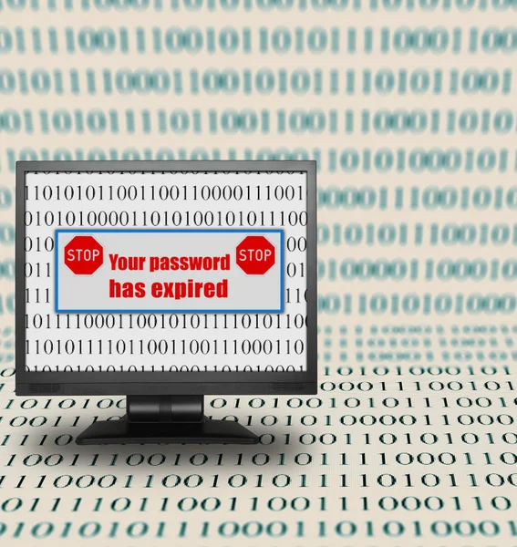 Computer monitor with expired password message — Stock Photo, Image