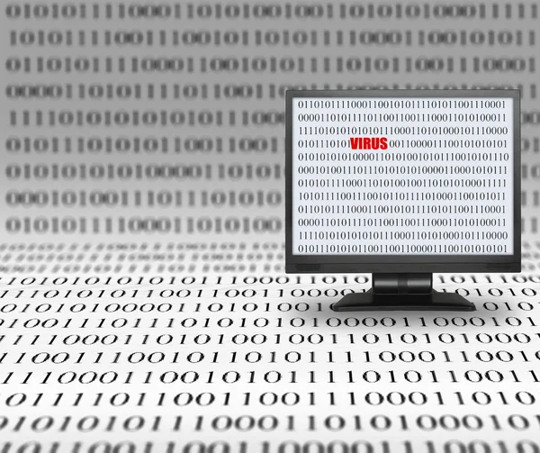 Computermonitor met virus scherm — Stockfoto