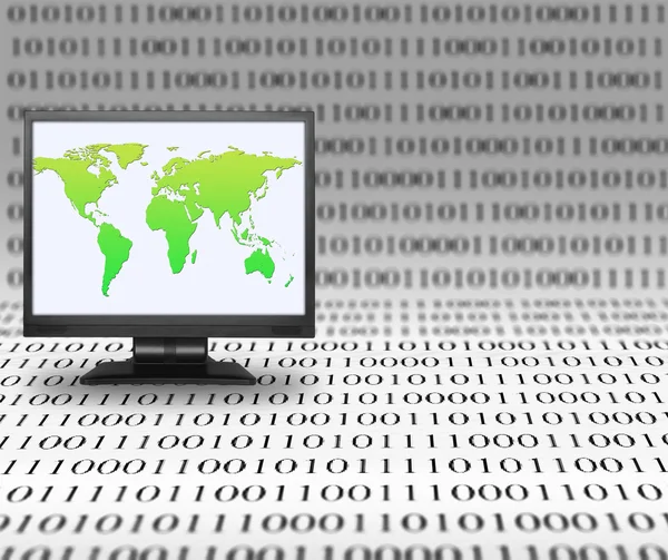 Computer monitor with world map — Stock Photo, Image