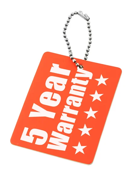 Five year warranty tag — Stock Photo, Image