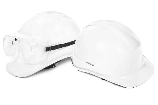 Two white hard hats — Stock Photo, Image