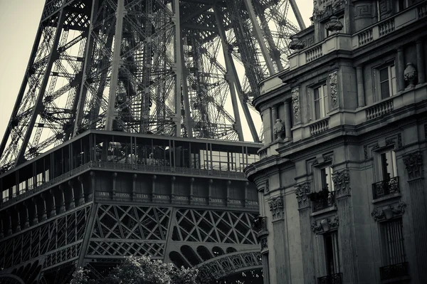 Černá a bílá Eiffelova věž — Stock fotografie