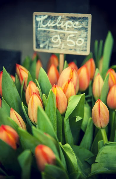 Virágok címkével — Stock Fotó