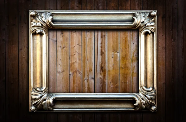 Dřevěná stěna s rámečkem — Stock fotografie