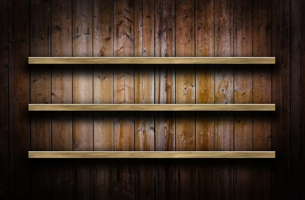 Pared de madera con estantes —  Fotos de Stock