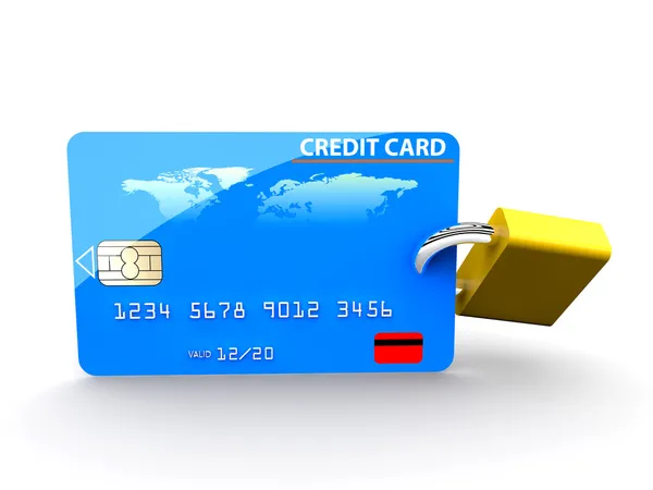 Kredi kartı ve asma kilit — Stok fotoğraf