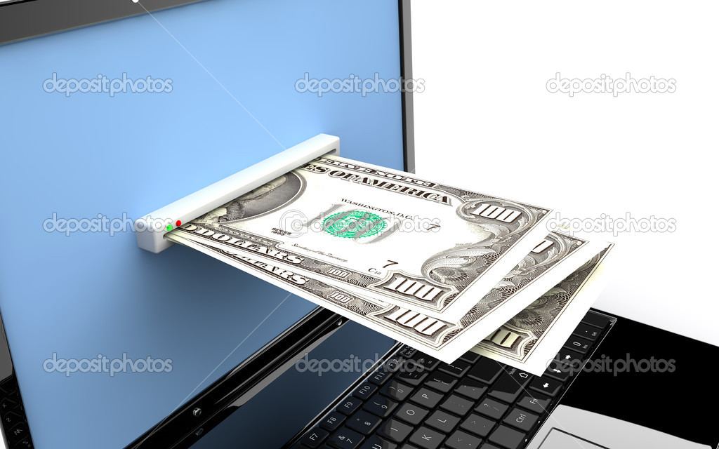 Laptop with money