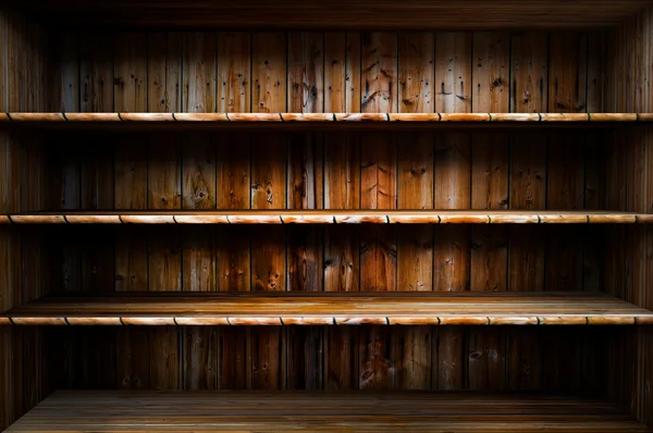 Prázdné dřevěné police — Stock fotografie