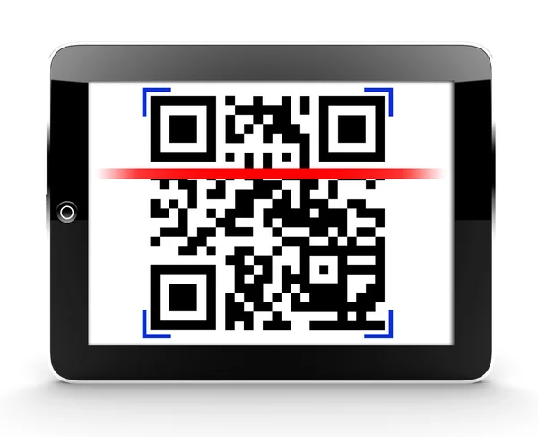 Tablet digitalizando um código — Fotografia de Stock