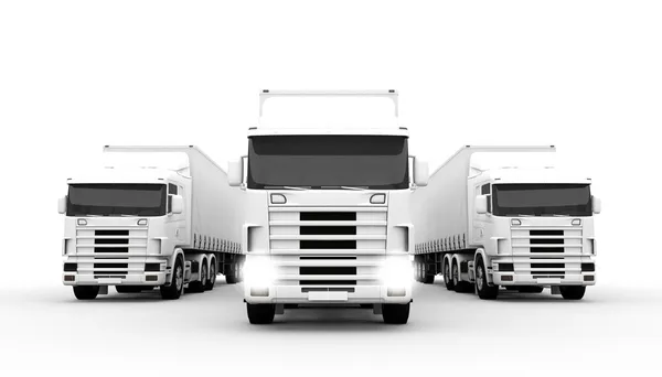 Białe samochody ciężarowe — Zdjęcie stockowe