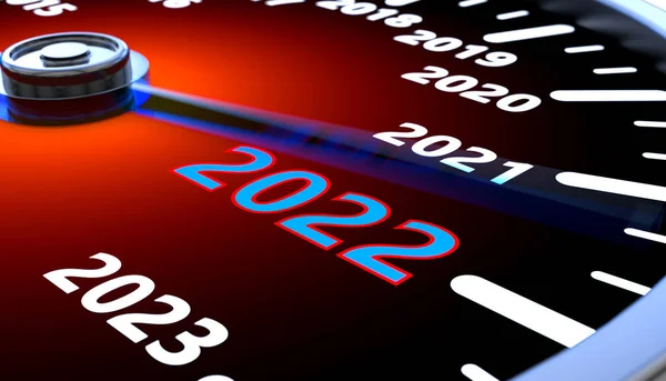 2022 Jaar Auto Snelheidsmeter Countdown Concept Illustratie — Stockfoto