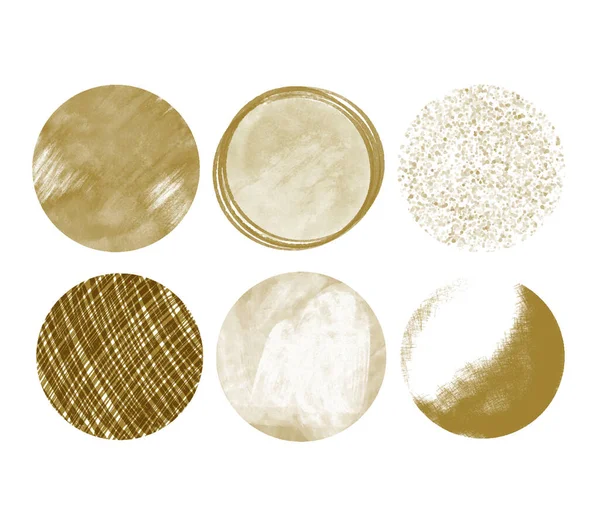 Set Van Aquarel Gouden Cirkels — Stockvector
