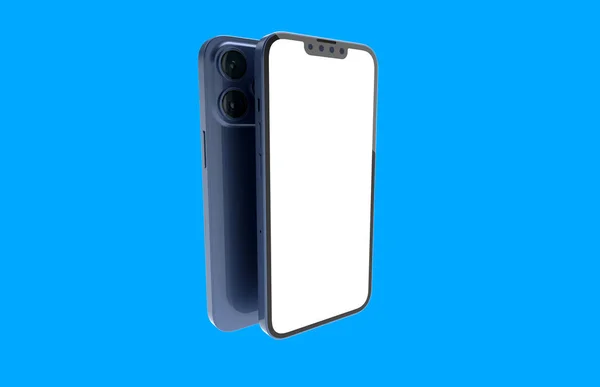 Moderne Smartphone Attrappe Isoliert Auf Blauem Hintergrund — Stockfoto