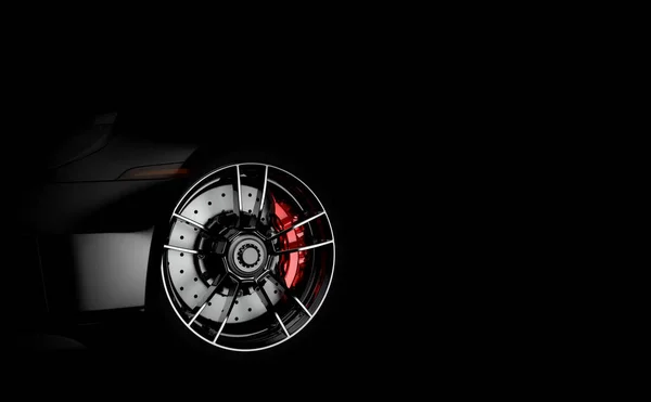 Wheel Sport Car Dark Illustration — Stockfoto