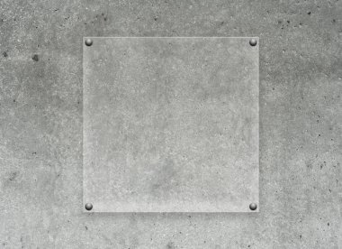 Beton duvardaki şeffaf bir plakanın maketi