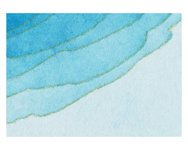抽象的な青と金の水彩の背景を持つカード — ストックベクタ