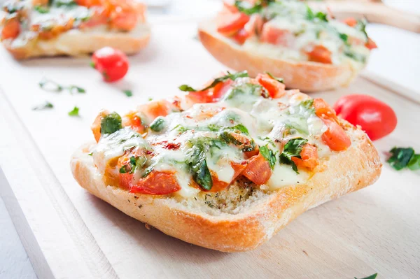 Fresh vegetarian Italian toast bruschetta — Stock Photo, Image