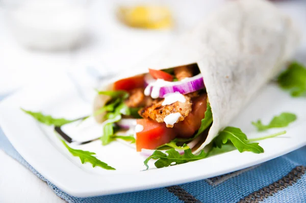 Healthy and tasty tortilla wrap sandwiches — Stock Photo, Image