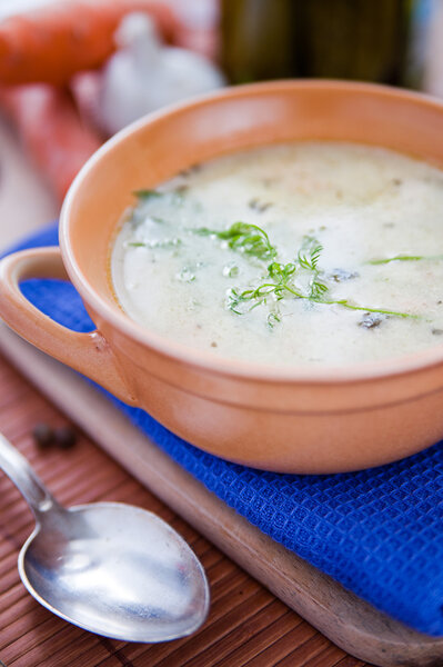 Sour and tasty cucumber soup