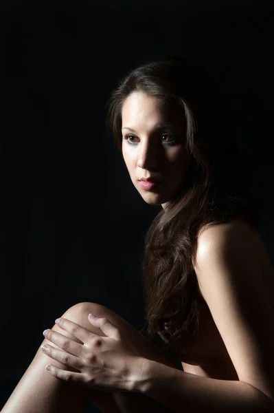 Sensual closeup portrait of beautiful young woman — Stock Photo, Image