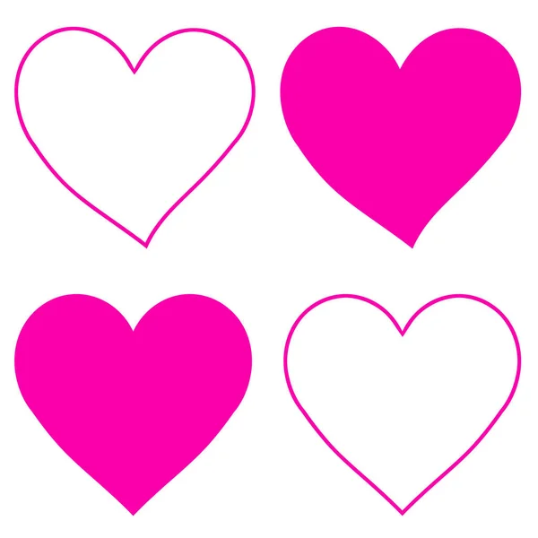 Τέσσερα Ροζ Εικονίδια Καρδιάς Απομονωμένα Λευκό Φόντο — Φωτογραφία Αρχείου