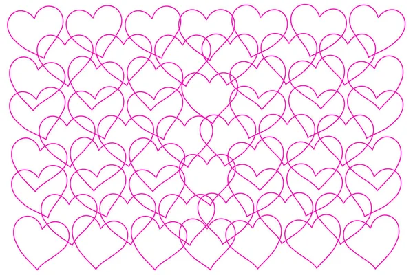 Many Outlines Pink Hearts Isolated White Background — Photo