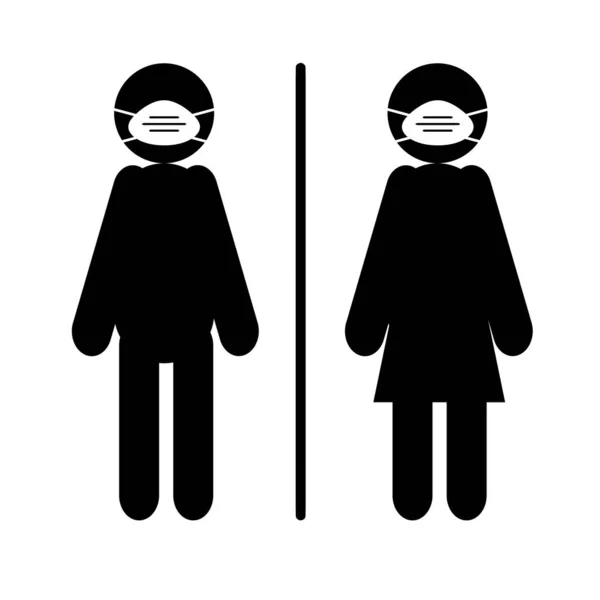 Ikon Pria Dan Wanita Kulit Hitam Dengan Topeng Wajah Dan — Stok Foto