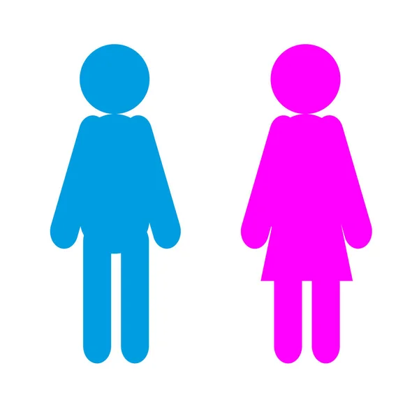 蓝色的男性和粉色的女性图标 隔离在白色的背景下 — 图库照片