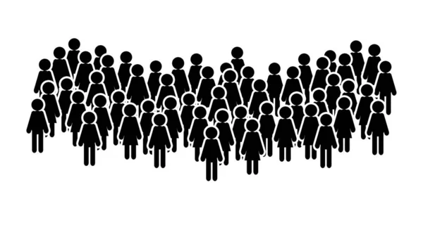 Tłum Mężczyzn Kobiet Czarne Ikony Odizolowane Białym Tle — Zdjęcie stockowe