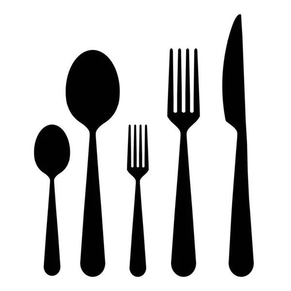 勺子和刀 菜单或餐馆的符号 白色背景上孤立的黑色图标 免版税图库照片