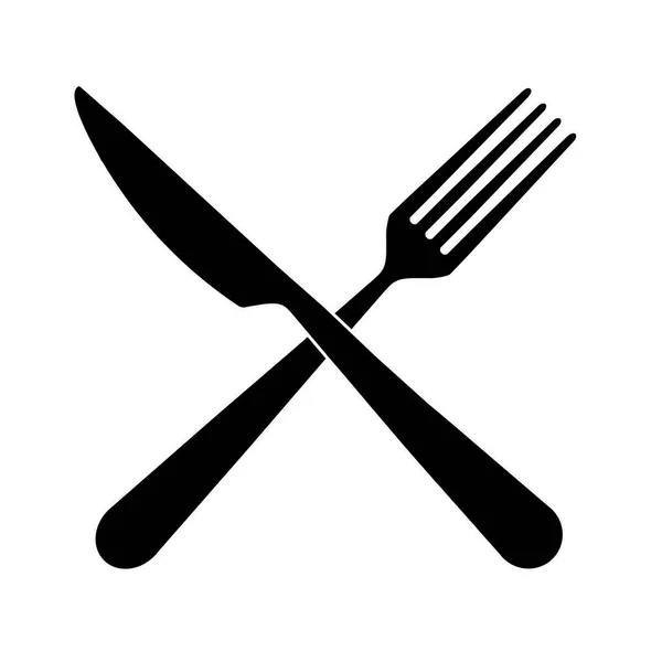 Gaffel Och Kniv Korsade Symbol För Meny Eller Restaurang Svarta — Stockfoto