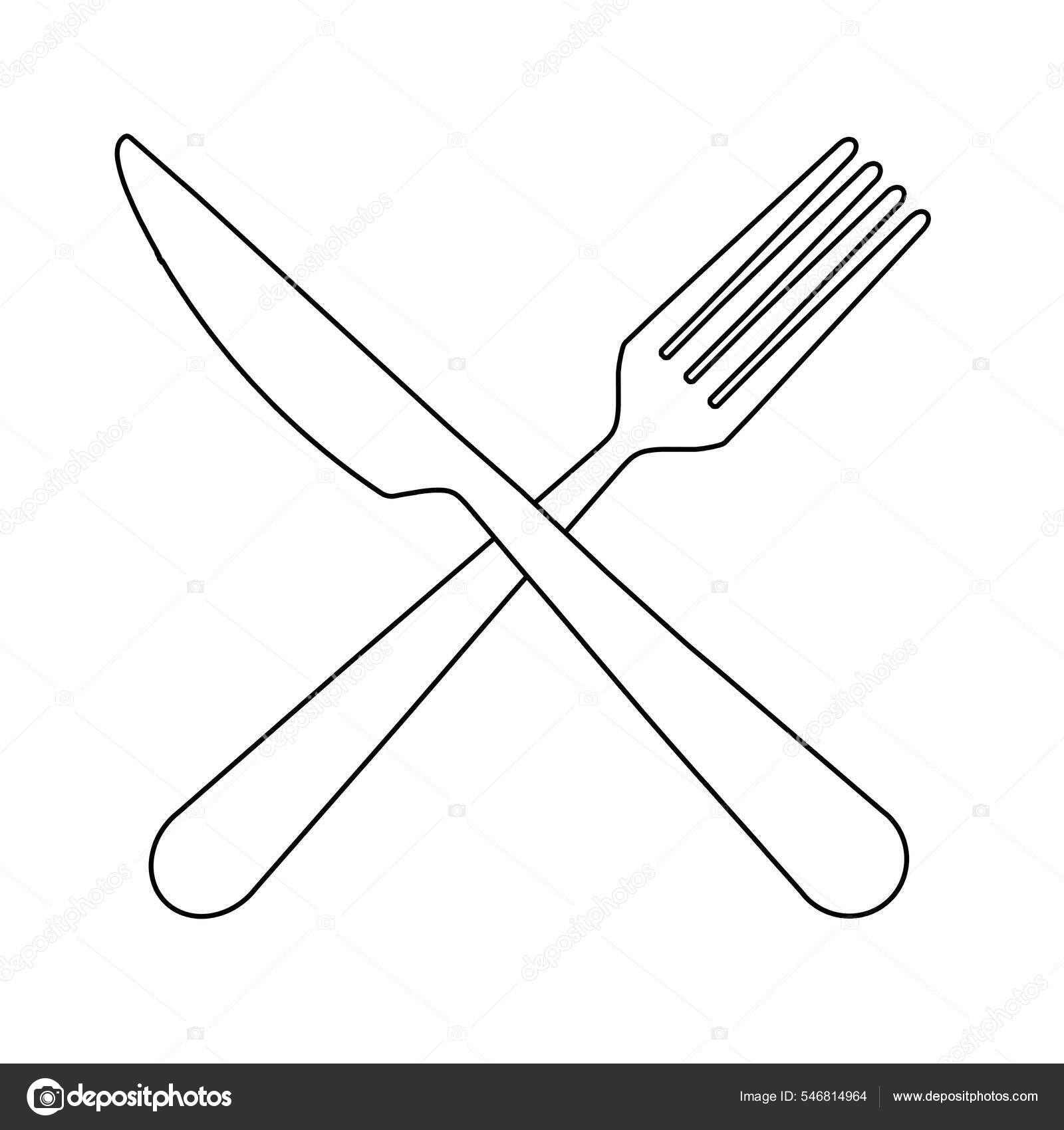 Garfo Faca Cruzados Símbolo Para Menu Restaurante Ícone Contorno Preto —  Foto © deposit123 #546814964, image size:1600x1700