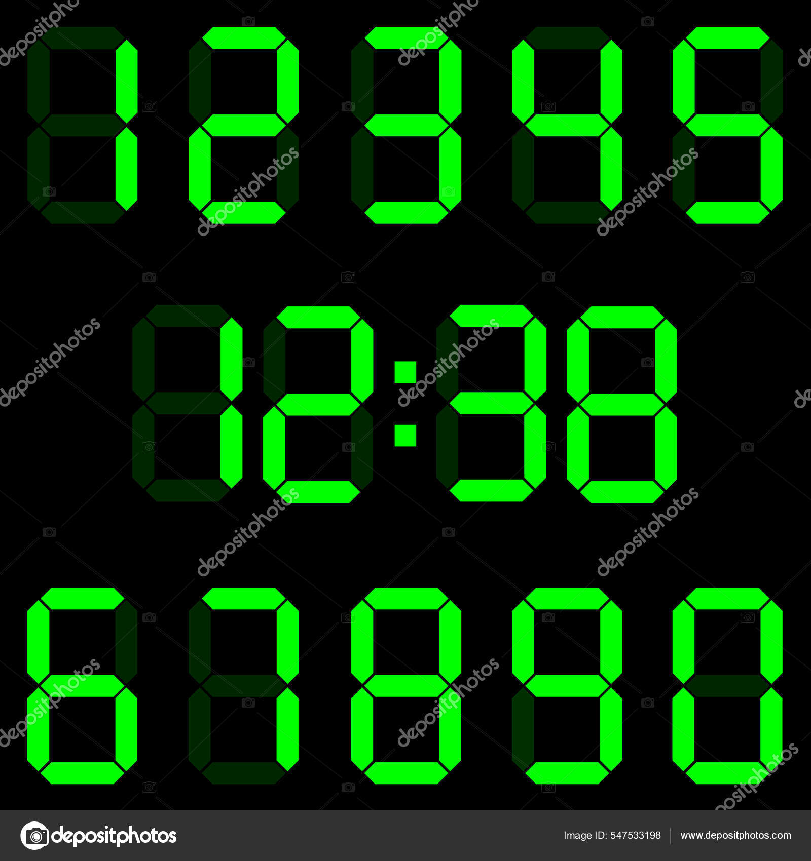 Reloj Digital Con D gitos Verdes S mbolo Hora Fecha Adem s