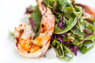 mesclun ve karides salatası