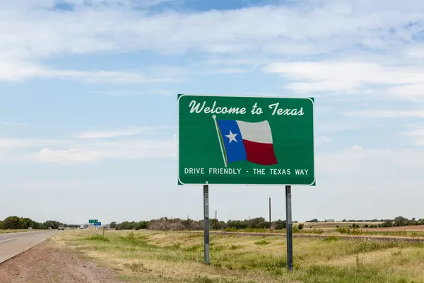 Texas yolu işaret e hoş geldiniz — Stok fotoğraf