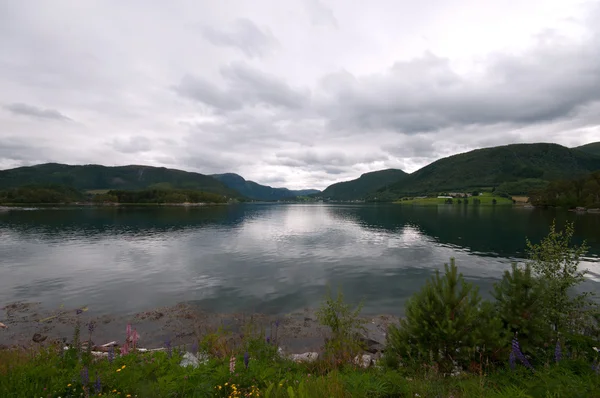 Lofotens landschap met fjorden, Noorwegen — Stockfoto