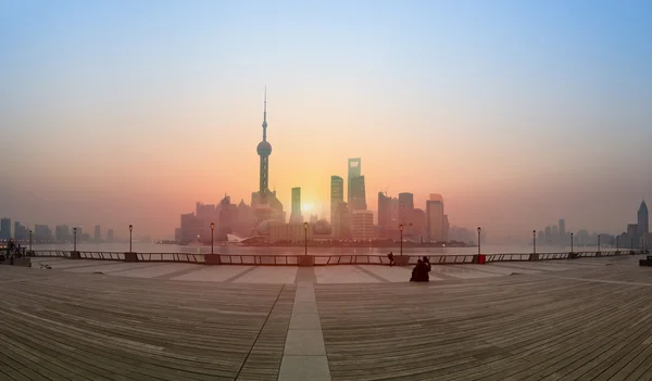 Shanghái panorámica al amanecer — Foto de Stock