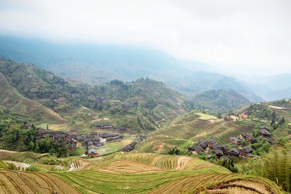 Rice terraces and village — Stock Photo, Image