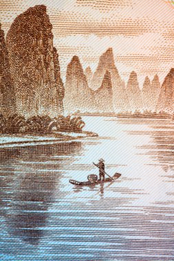Guilin scenery on chinese currency clipart
