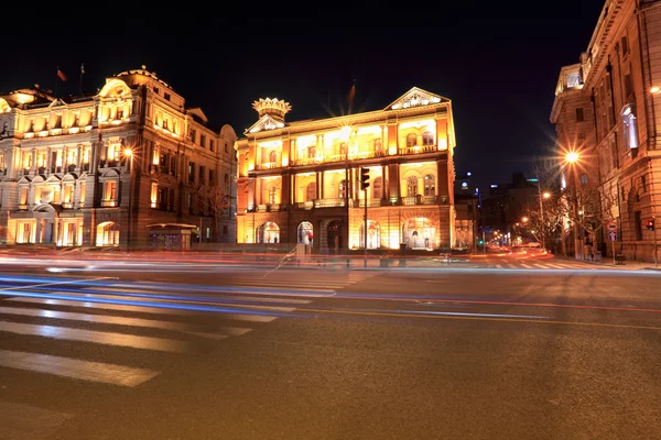 Bela vista noturna de shangha bund — Fotografia de Stock