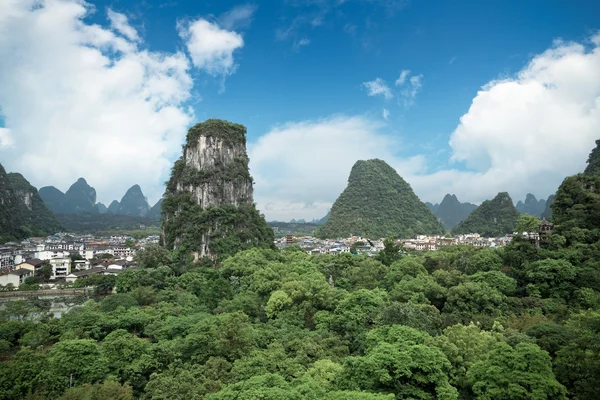 Yangshuo county town against a blue sky — Stock Photo, Image