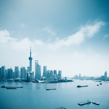 Skyline huangpu Nehri ile shanghai