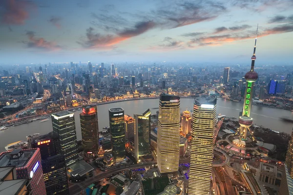 Overlooking shanghai at evening — Stock Photo, Image