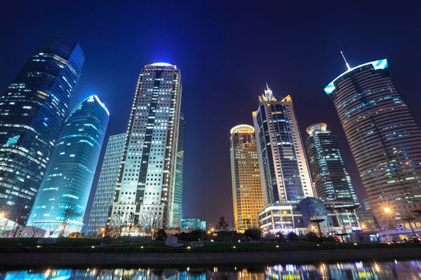 Modern buildings in night shanghai — Stock Photo, Image