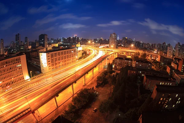 Overpass at night in shanghai — Stock Photo, Image