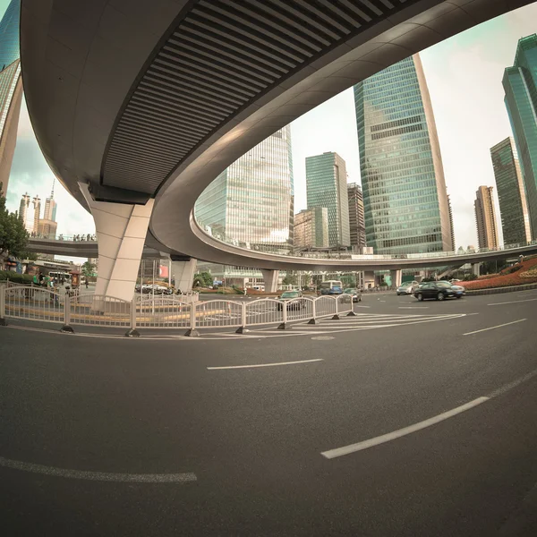 Pedestrian bridge in shanghai downtown — Stock Photo, Image