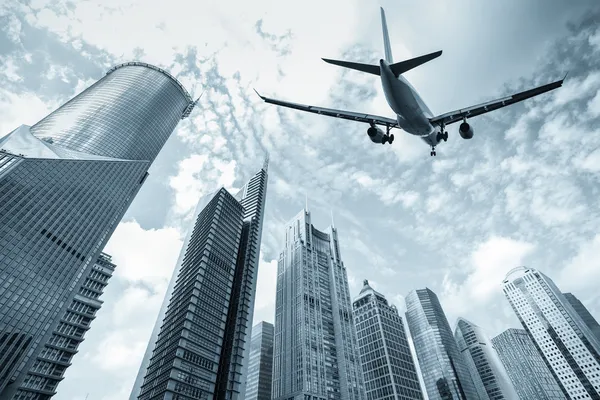 Flight and modern building Stock Image