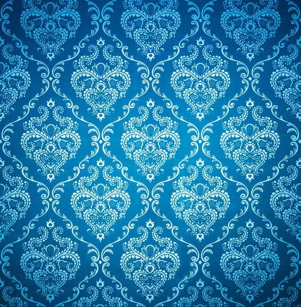 Seamless damask blue wallpaper — Stok Foto