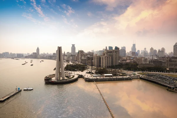 Shanghai bund'ın panoramik manzarasını — Stok fotoğraf